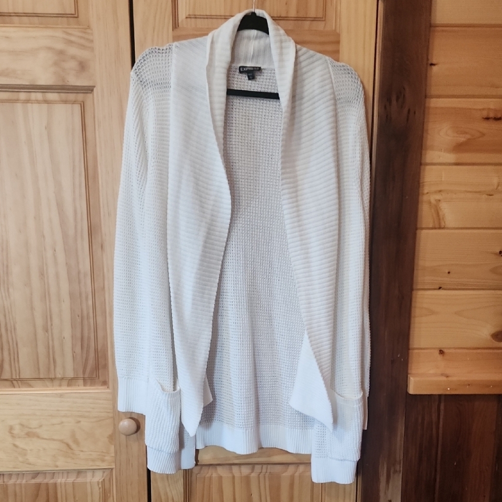 Express White Open-Front Cardigan